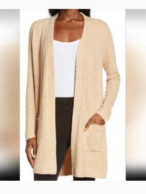 Barefoot Dreams CozyChic Lite Long-Lined Cardigan in Soft Camel Comfy Cozy Sz L